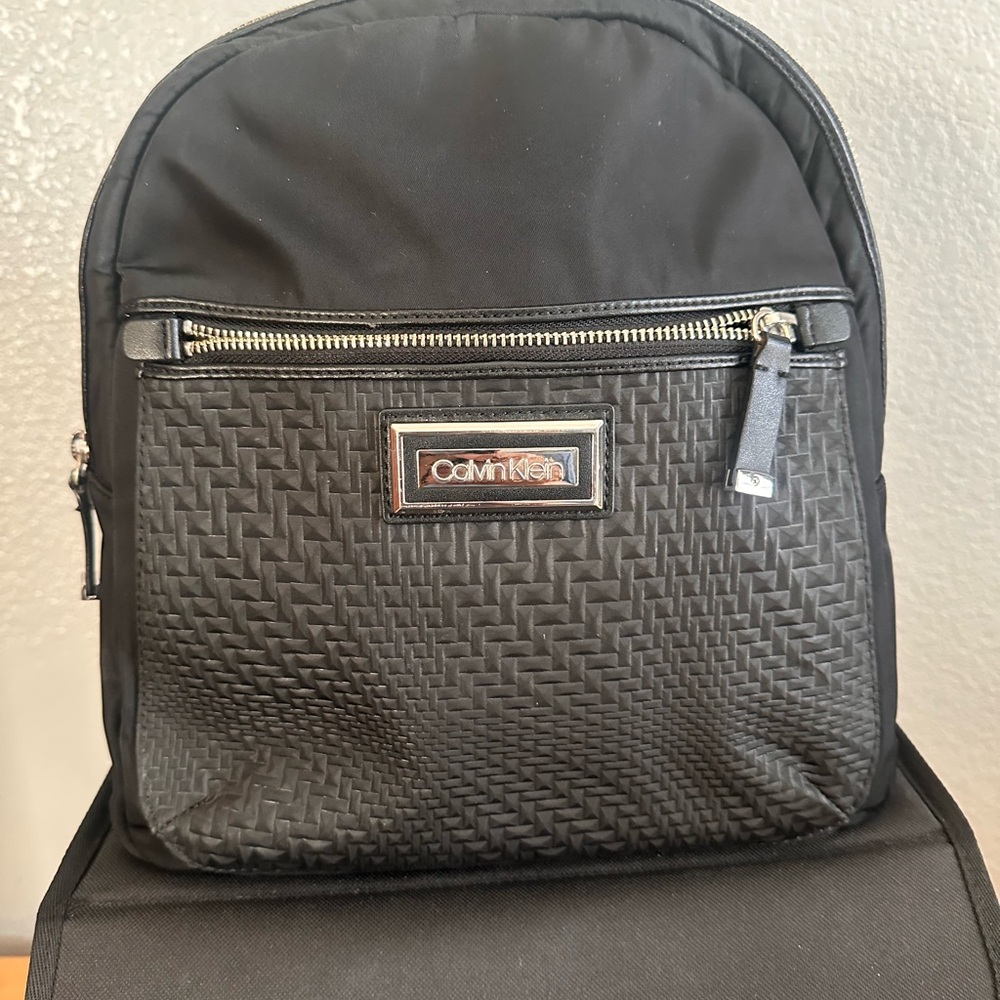 Calvin Klein Black Backpack with Textured Design